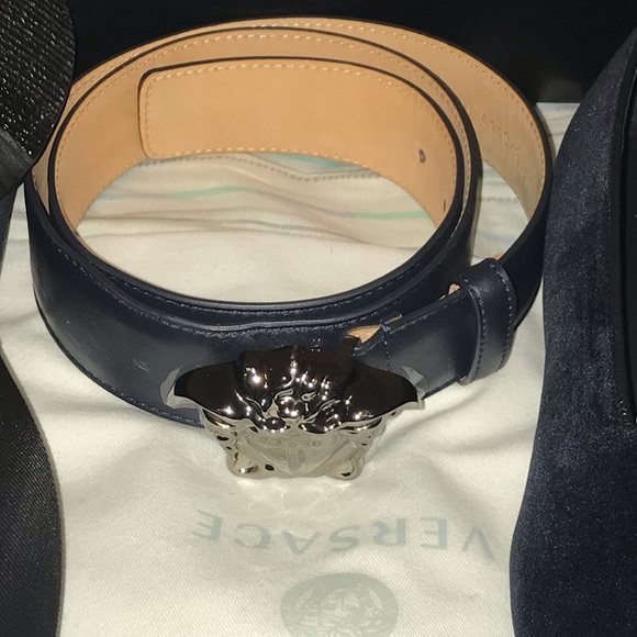 Versace belt navy blue Clearance